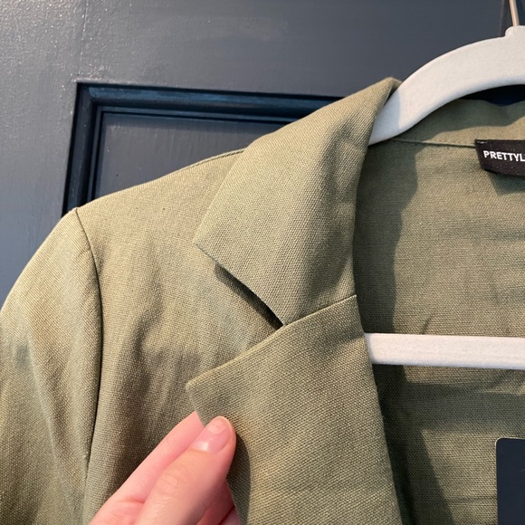 NWT PrettyLittleThing Khaki Plunge Ruched Front Blazer Dress - Picture 7 of 13